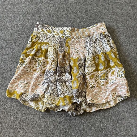 Anthropologie Maeve Patchwork Pleated Shorts Pull On Flowy XS Boho Cottagecore - Picture 6 of 13